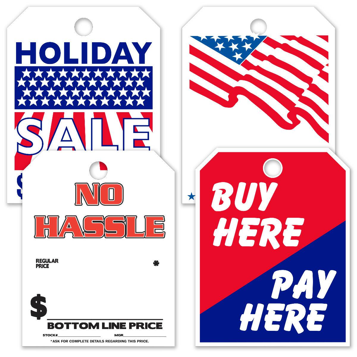 2-Color Stock Hang Tags auto dealer supply