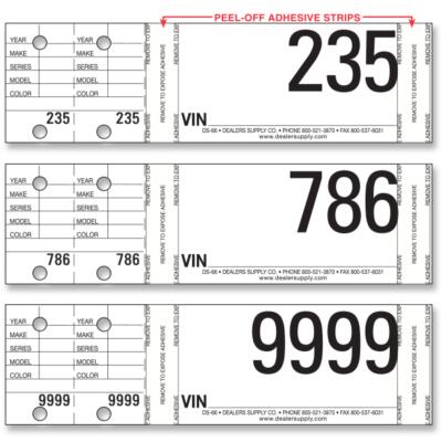 Standard Stock Stickers with 2 Tags auto sales dealership