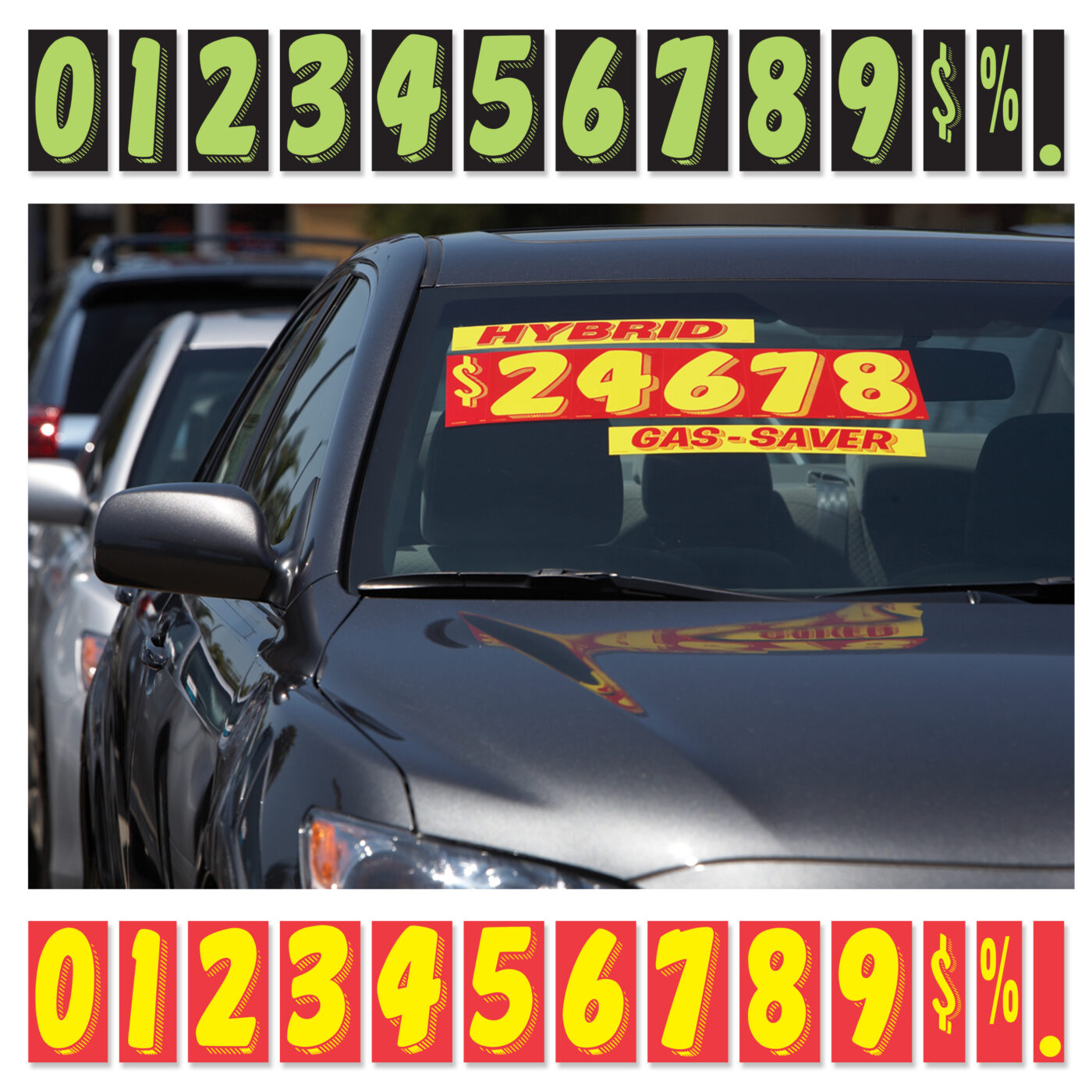 Vehicle Windshield Number Stickers - Image 4