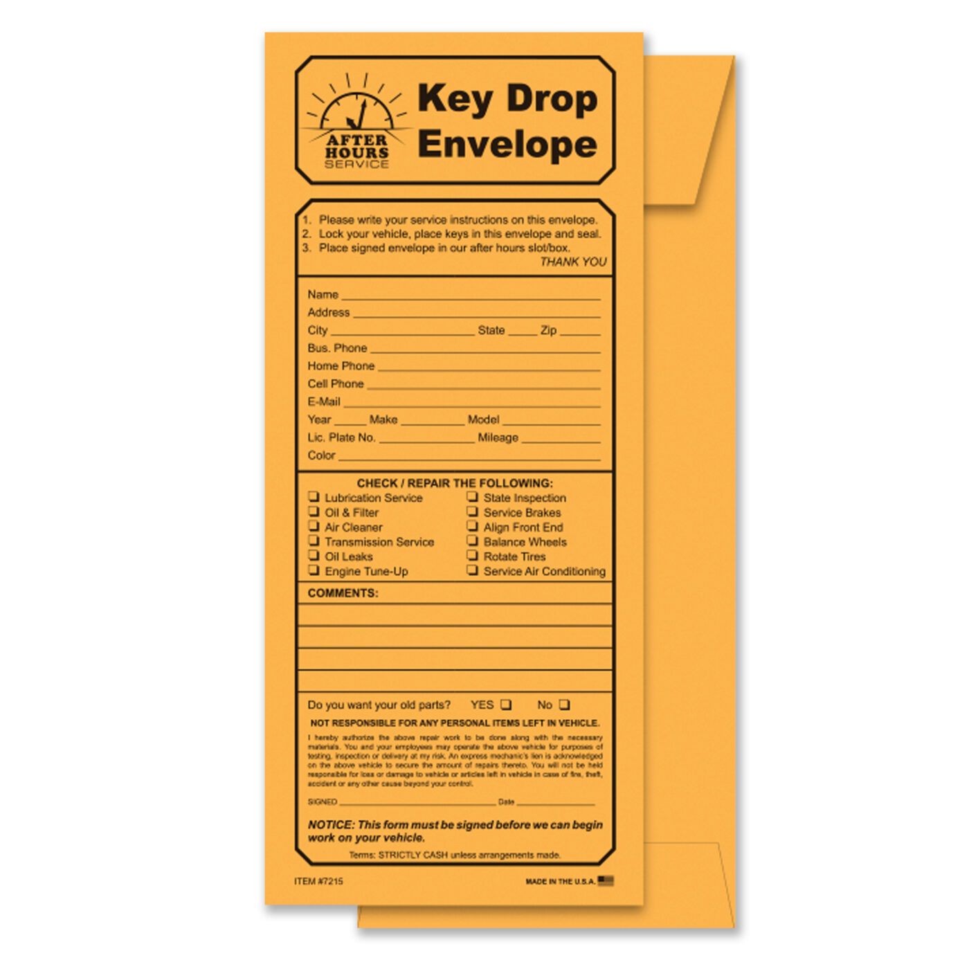 Key Drop Envelopes